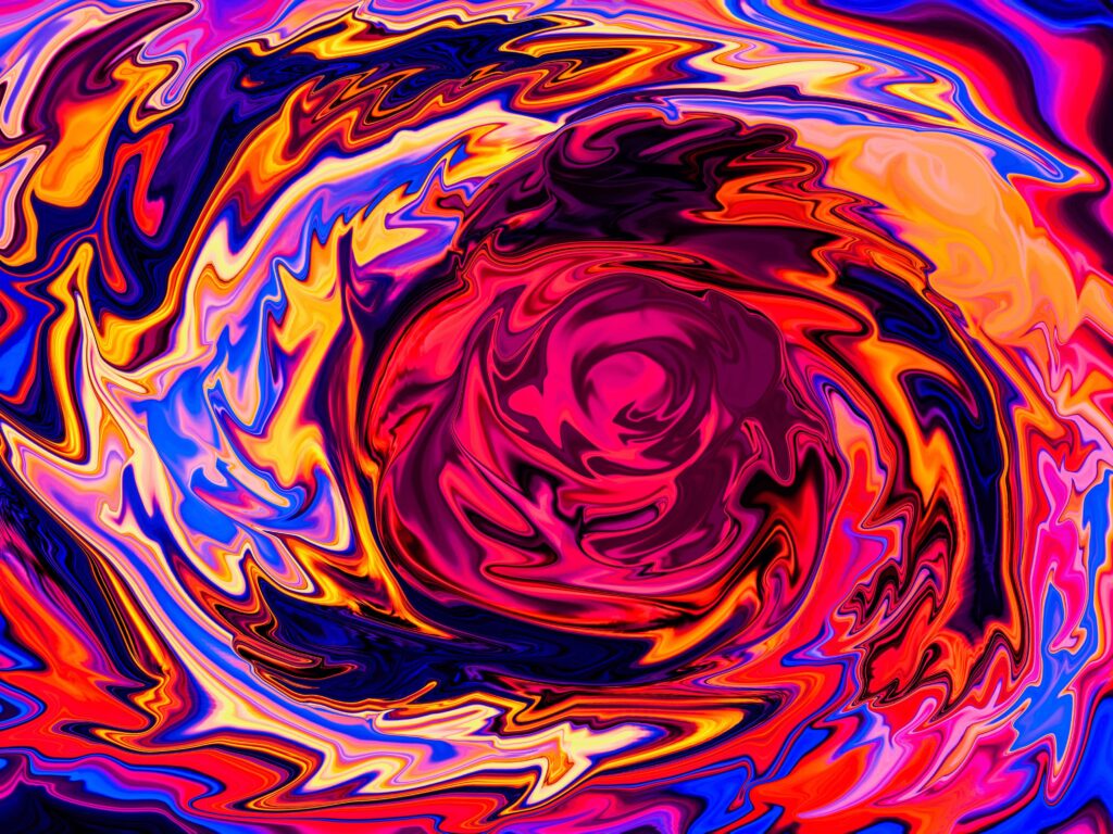 Vibrant Abstract Wallpaper with Colorful Swirling Waves and Patterns