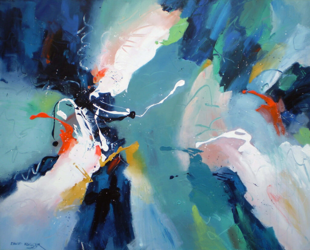 Vibrant Abstract Painting: Dynamic Brushstrokes & Fluid Colors Background Wallpaper