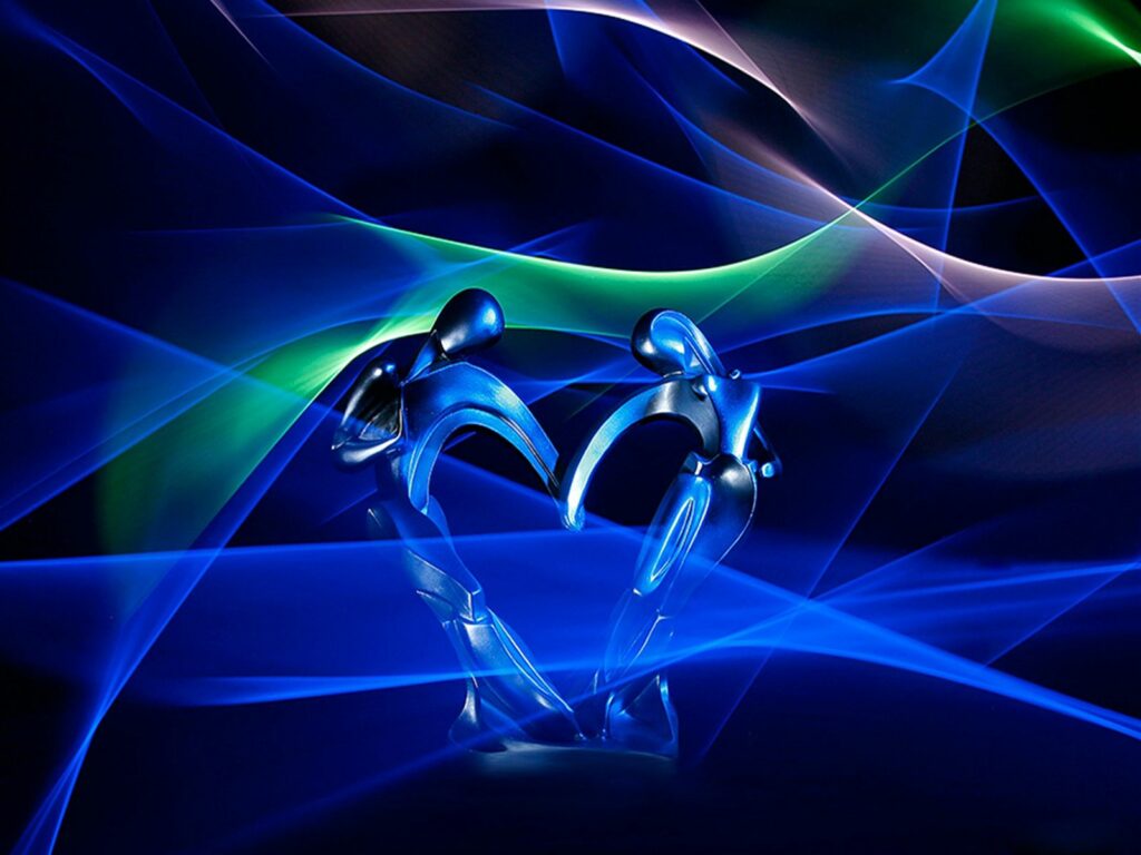 Vibrant Abstract Wallpaper: Ethereal Figures & Dynamic Shadows