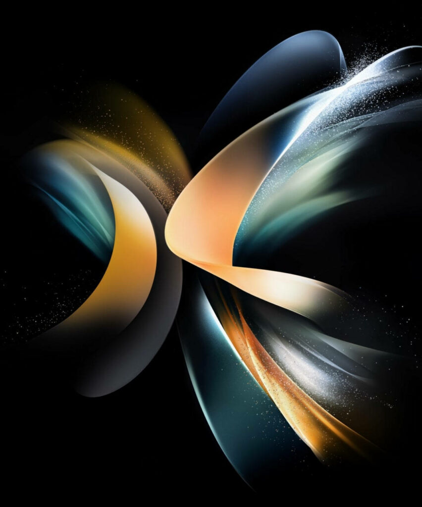 Dynamic Abstract Wallpaper: Vibrant Ribbon Design on Dark Background