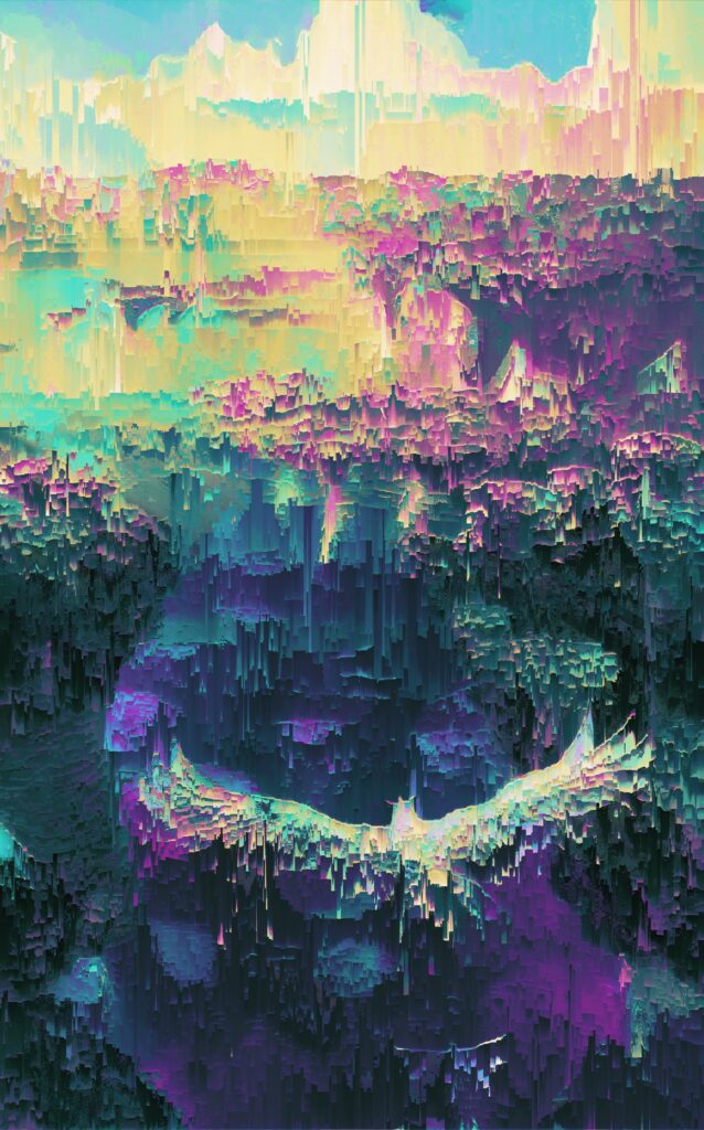 Vibrant Abstract Glitch Wallpaper: Colorful Stripes & Distortion