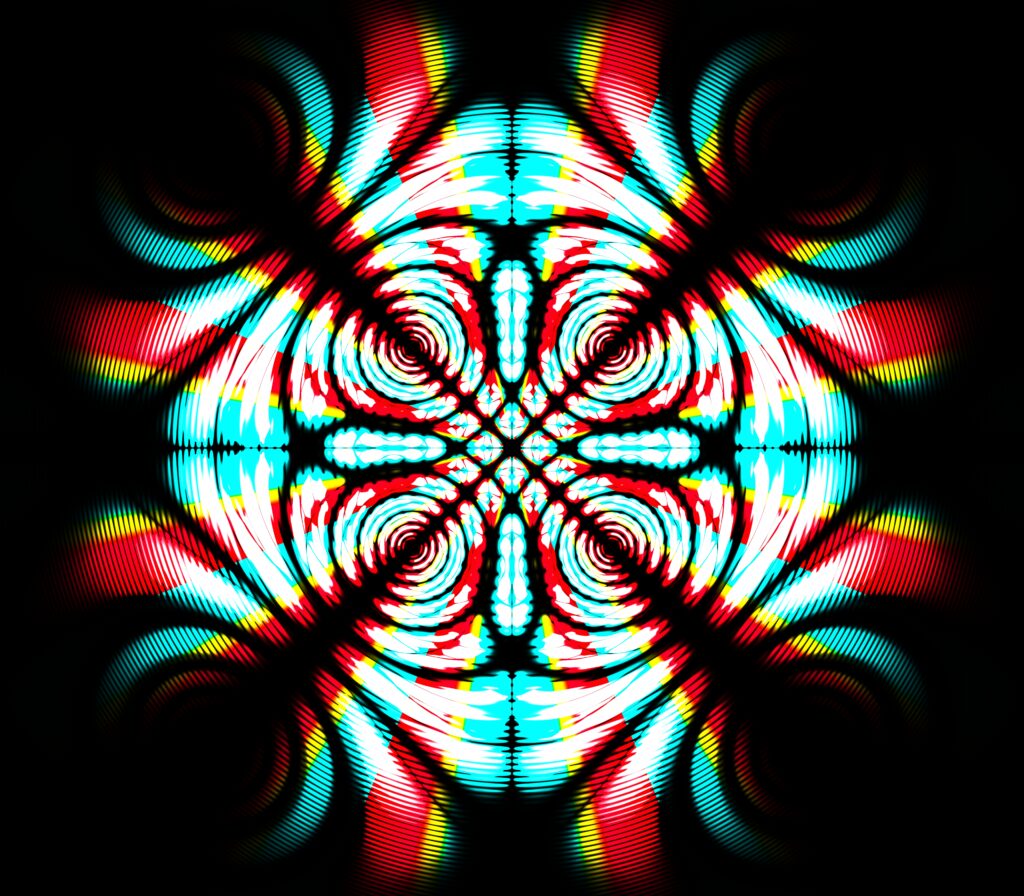Vibrant Abstract Wallpaper with Interlocking Circles & Rhombuses