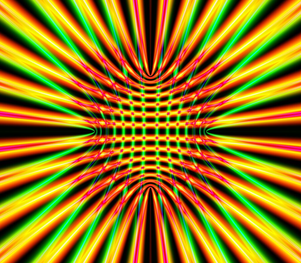 Vibrant Abstract Wallpaper with Dynamic Rays and Bold Neon Stripes