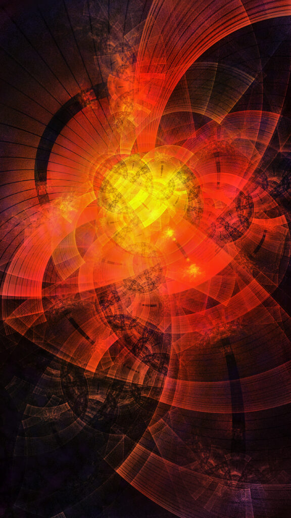 Vibrant Abstract Wallpaper with Circles and Stripes in Warm Colors