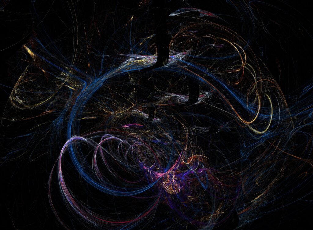 Dynamic Abstract Wallpaper: Dark Background with Colorful Intricacies