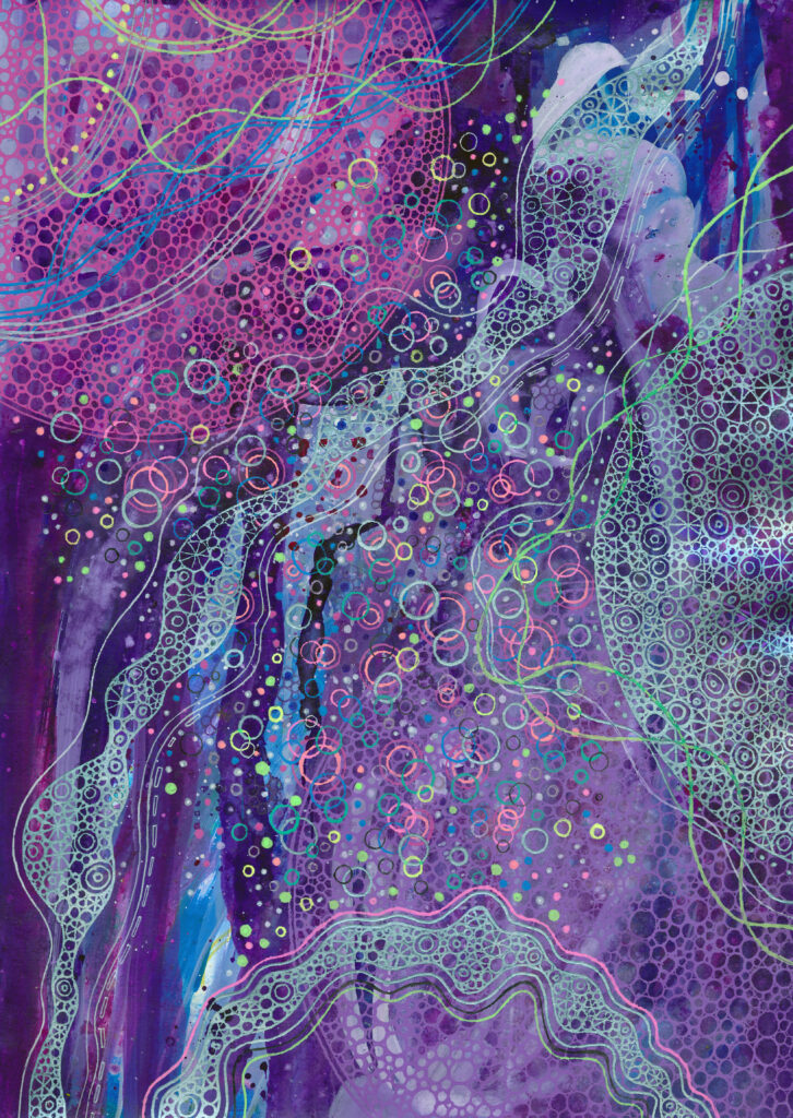 Vibrant Abstract Wallpaper: Intricate Patterns in Purple, Pink & Green