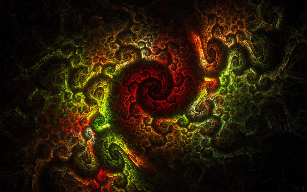 Vibrant Orange, Green, and Red Swirling Abstract Wallpaper Background