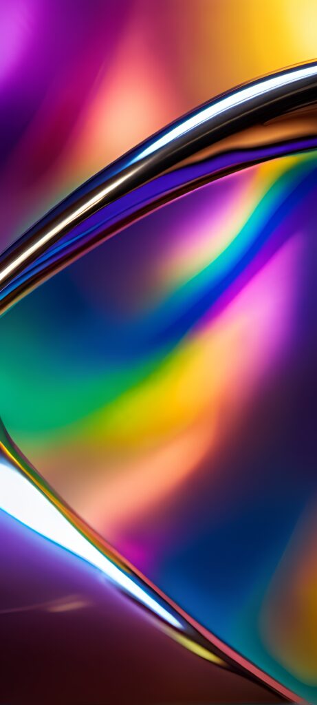 Vibrant Abstract Wallpaper: Fluid Metallic Shapes & Multicolored Hues