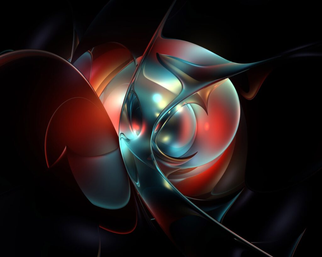 Vibrant Abstract Wallpaper: Fluid Shapes & Metallic Glow Background