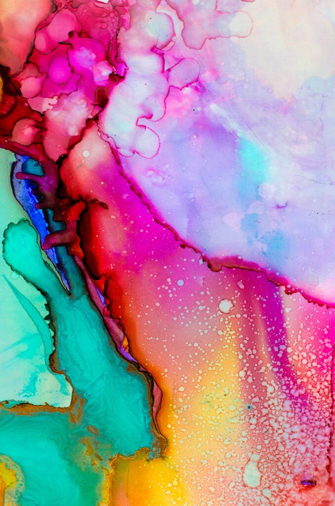 Vibrant Abstract Wallpaper: Colorful Paint Stains & Fluid Patterns