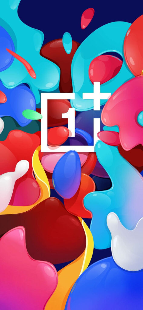 Colorful Abstract Wallpaper with OnePlus 9R Logo on Dark Background