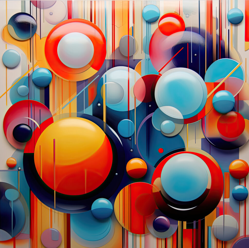 Vibrant Abstract Background with Overlapping Circles and Lines Wallpaper