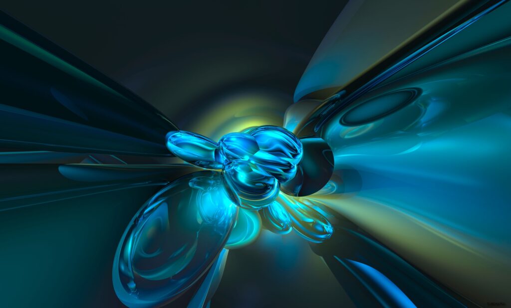 Vibrant Abstract Wallpaper with Reflective Balls and Lines - 2650x1600