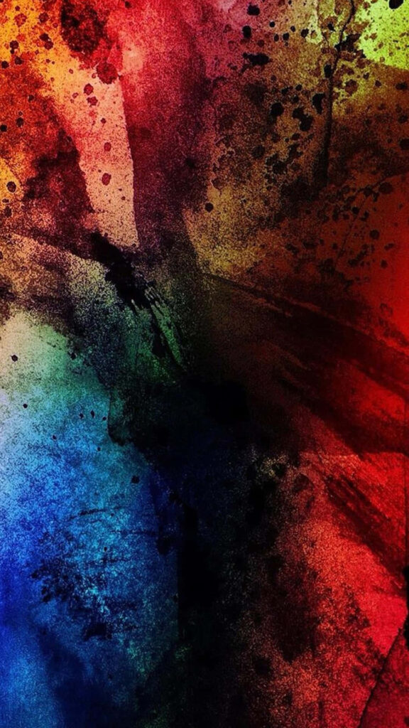 Vibrant Abstract Wallpaper in Bold Colors with Black Accents