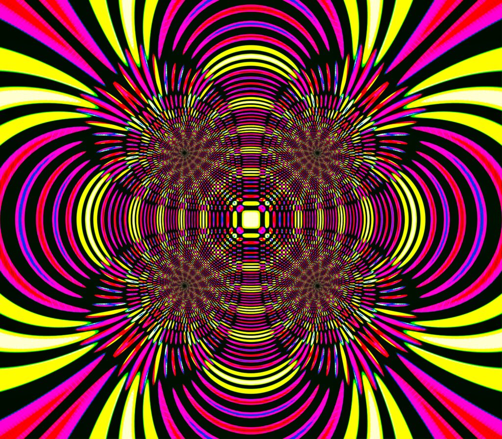 Vibrant Abstract Wallpaper: Mesmerizing Swirls in Pink, Yellow, Green