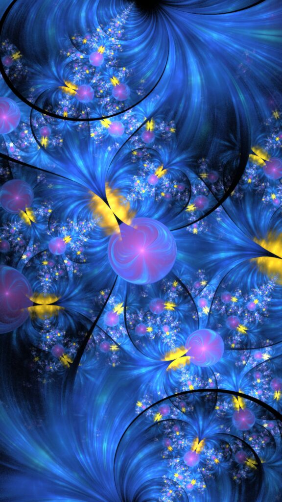 Vivid Abstract Wallpaper: Mesmerizing Swirls in Blue, Yellow & Pink