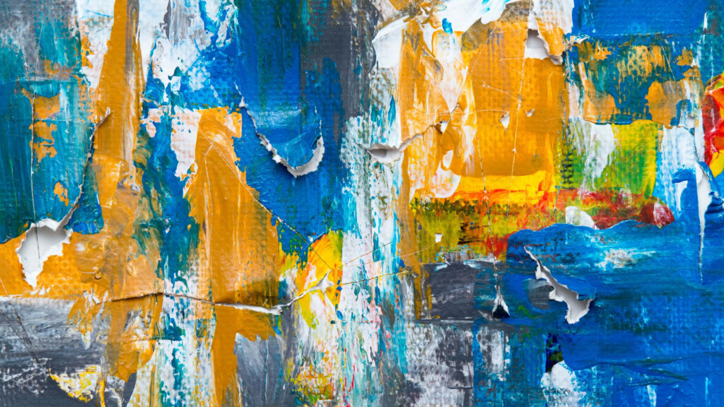 Vibrant Abstract Art Wallpaper on Tattered Canvas - Colorful Background
