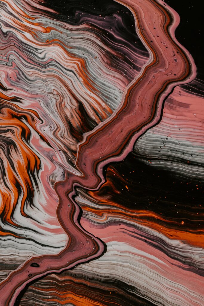 Vibrant Abstract Waves Wallpaper - Pink, Black, White & Orange Background