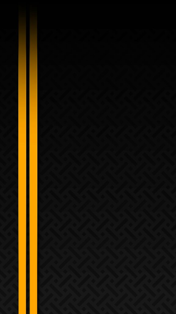 Vibrant Notches: Exploring Abstract Black Lines on Yellow Background – HD Phone Wallpaper
