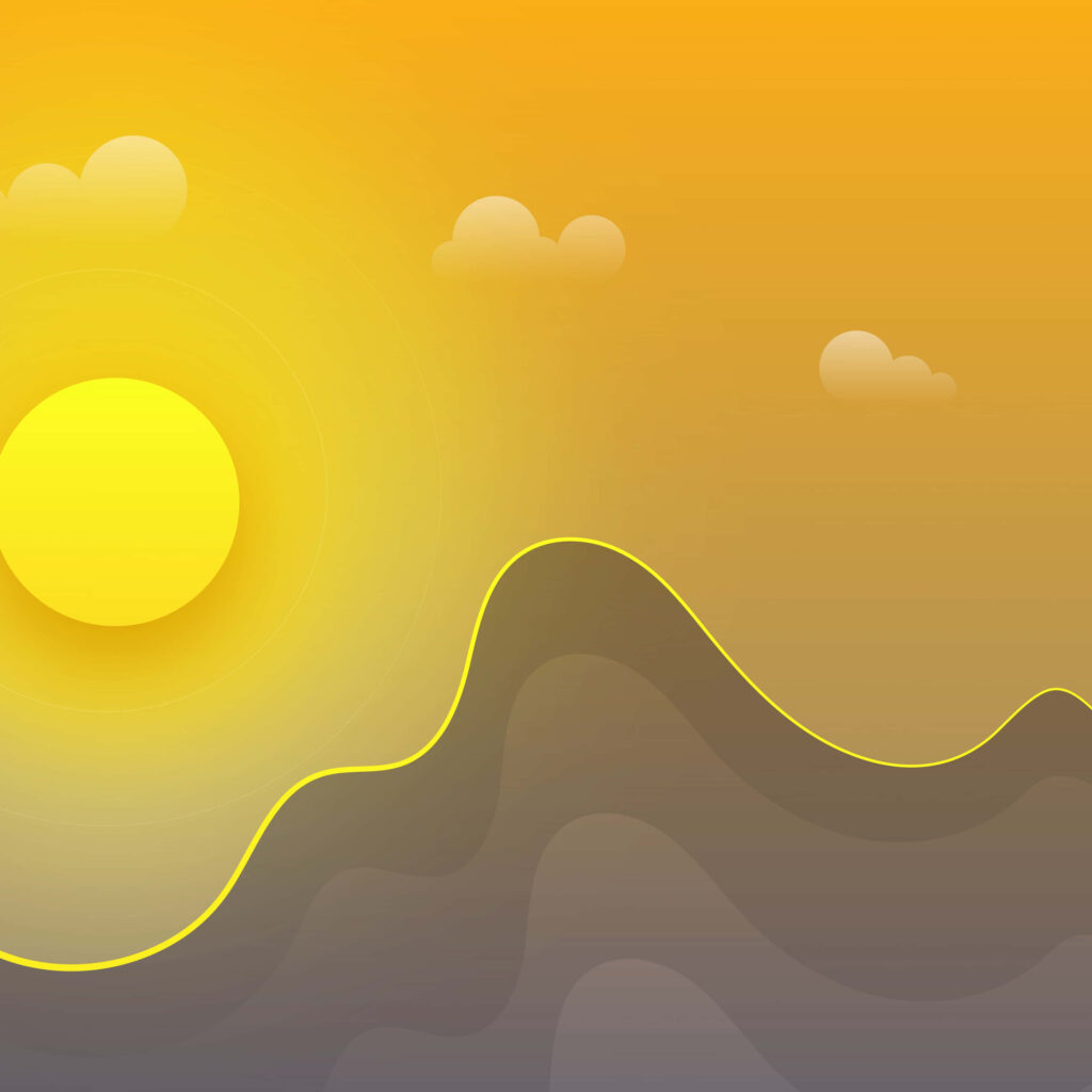 Vibrant iPad Wallpaper: Abstract Yellow Gradient with Stylish Mountains
