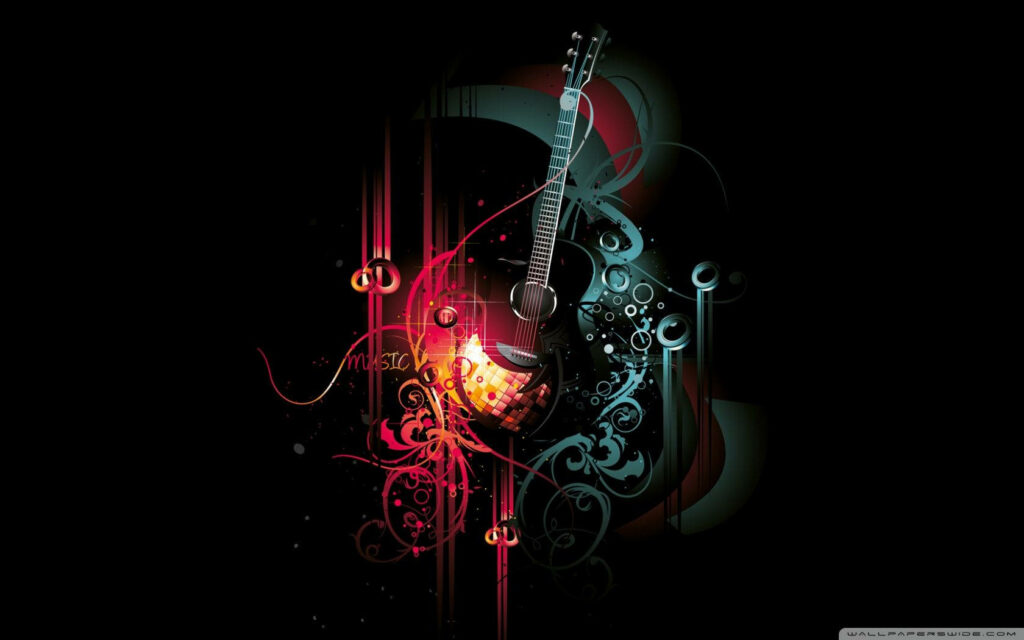 Vibrant Acoustic Guitar Wallpaper: Abstract Energy & Colorful Light