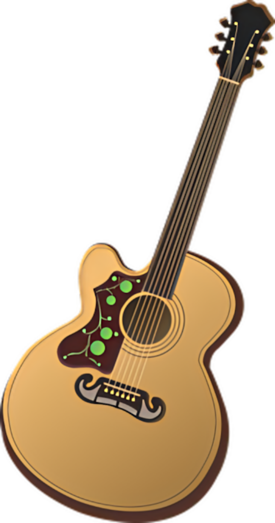 Vibrant Acoustic Guitar Illustration - Warm Wood Finish Wallpaper
