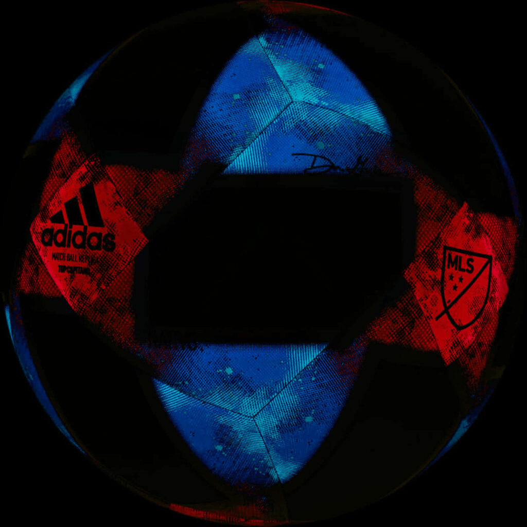 Vibrant Adidas MLS Soccer Ball Design: Blue & Red Wallpaper