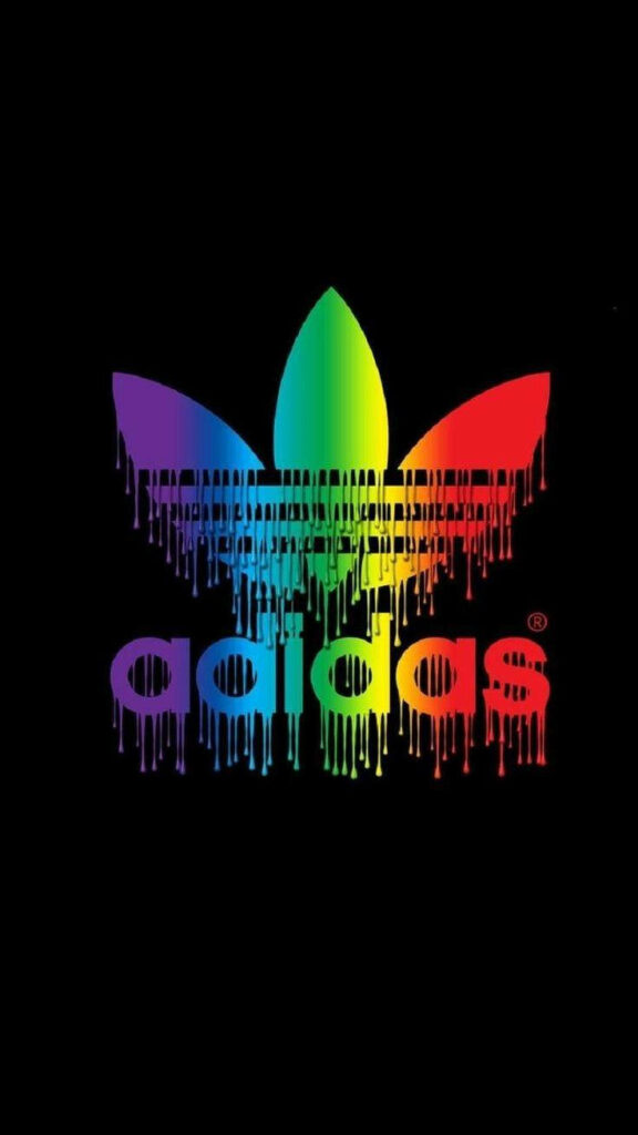 Adidas rainbow logo with dripping paint effect on black background modern sports wallpaper