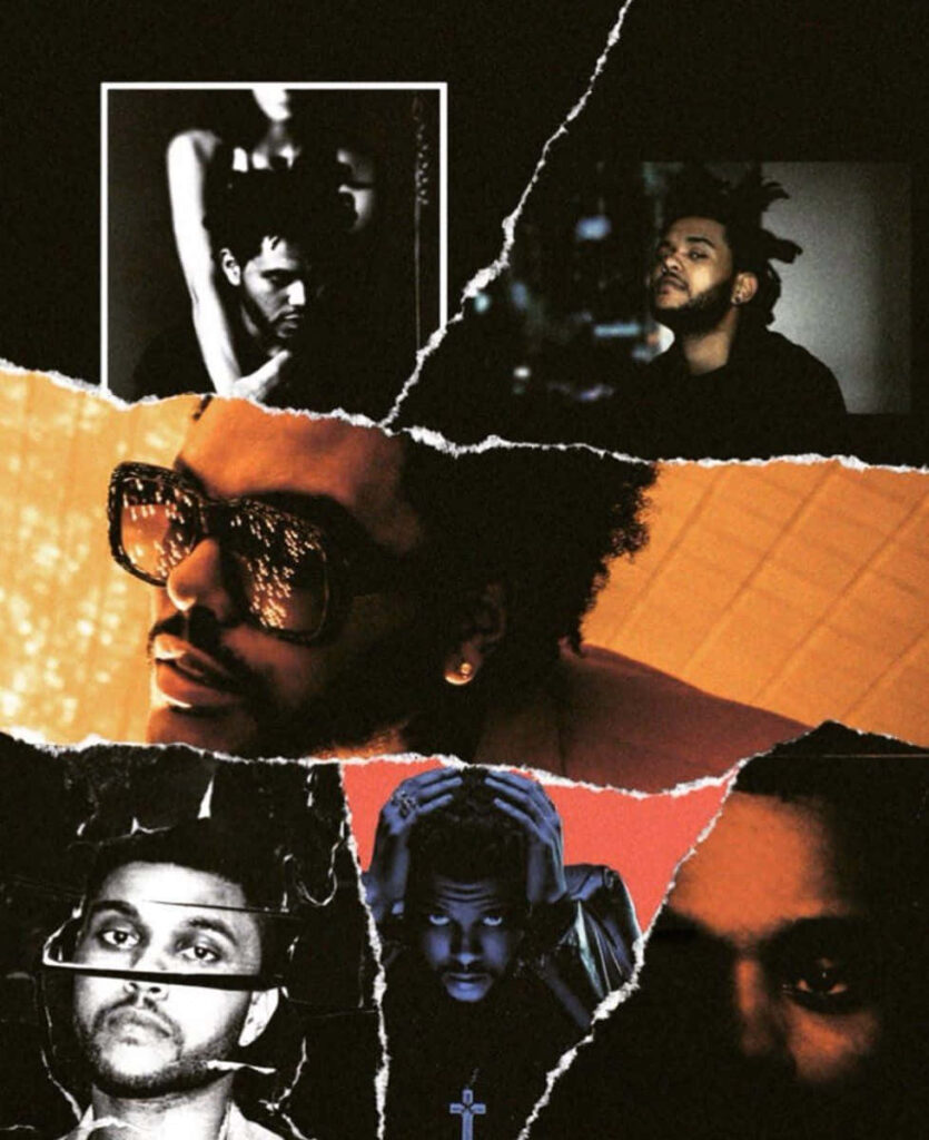 Vibrant The Weeknd After Hours Wallpaper: Dynamic Collage Design