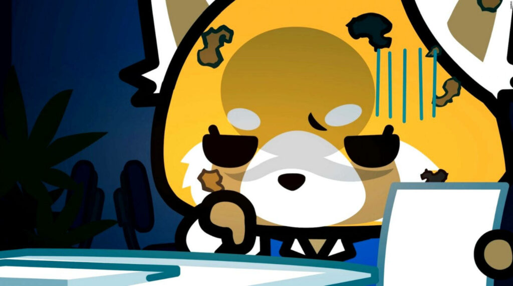 Vibrant Aggretsuko Wallpaper: Intense Work Moment & Spirited Personality