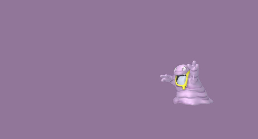 Vibrant 3D Alolan Grimer Wallpaper on Solid Purple Background