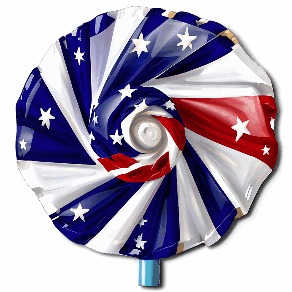 Vibrant American flag pinwheel with red white and blue stars on soft gradient background Wallpaper