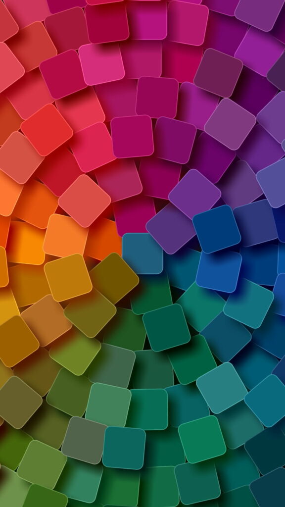 Abstract Circular and Square Patterns: Vibrant Material Designs for Colorful Android Wallpaper