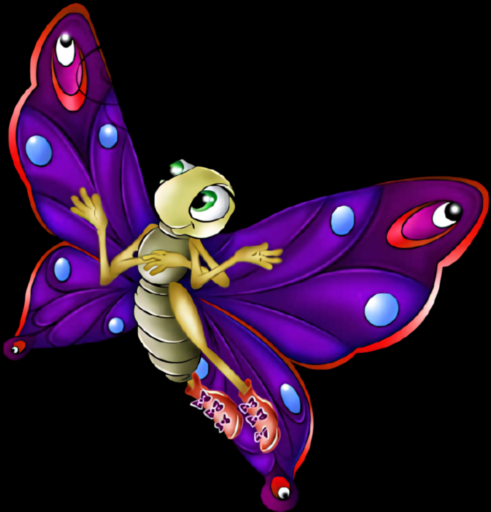Vibrant Animated Butterfly Wallpaper: Cheerful Purple & Colorful Design