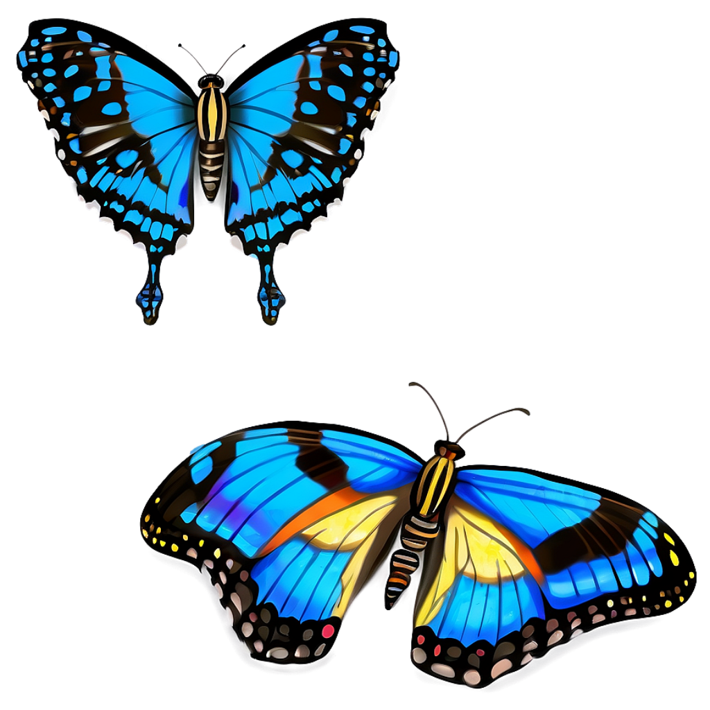 Vibrant Butterfly Wallpaper: Blue, Yellow & Black Glow Patterns