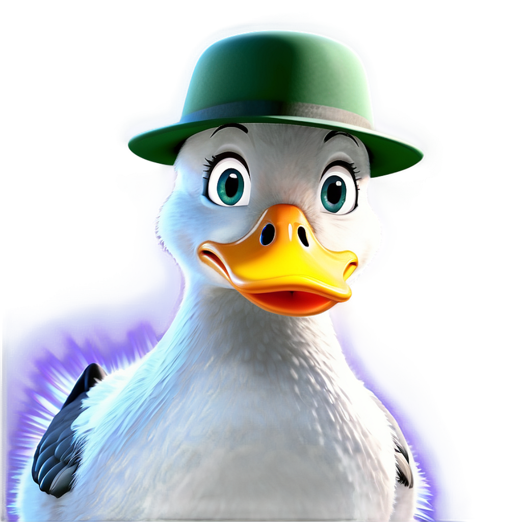 Vibrant Animated Duck Wallpaper with Stylish Green Hat and Cheerful Vibe