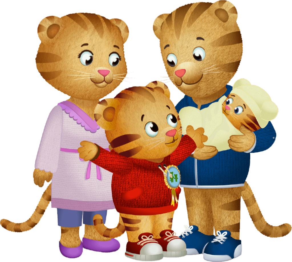 Vibrant Cartoon Tiger Family Wallpaper - Playful & Cheerful Design