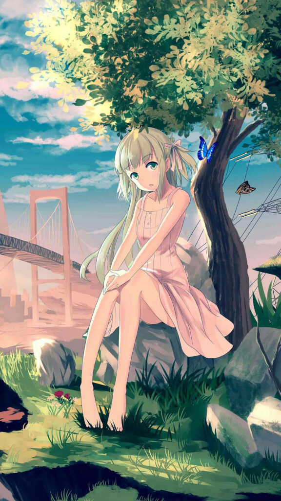 Charming Anime Wallpaper: Cute Character in Serene Nature Setting