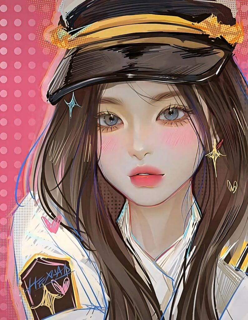 Charming Anime Character in Golden Hour - Stylish Military Wallpaper