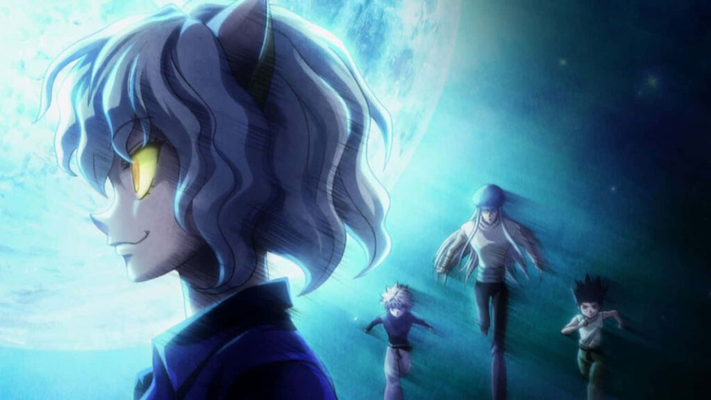 Vibrant Anime Characters under Full Moon - Adventure Wallpaper