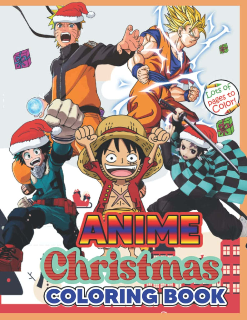 Vibrant Anime Christmas Coloring Book Cover: Festive Fun Awaits! Wallpaper