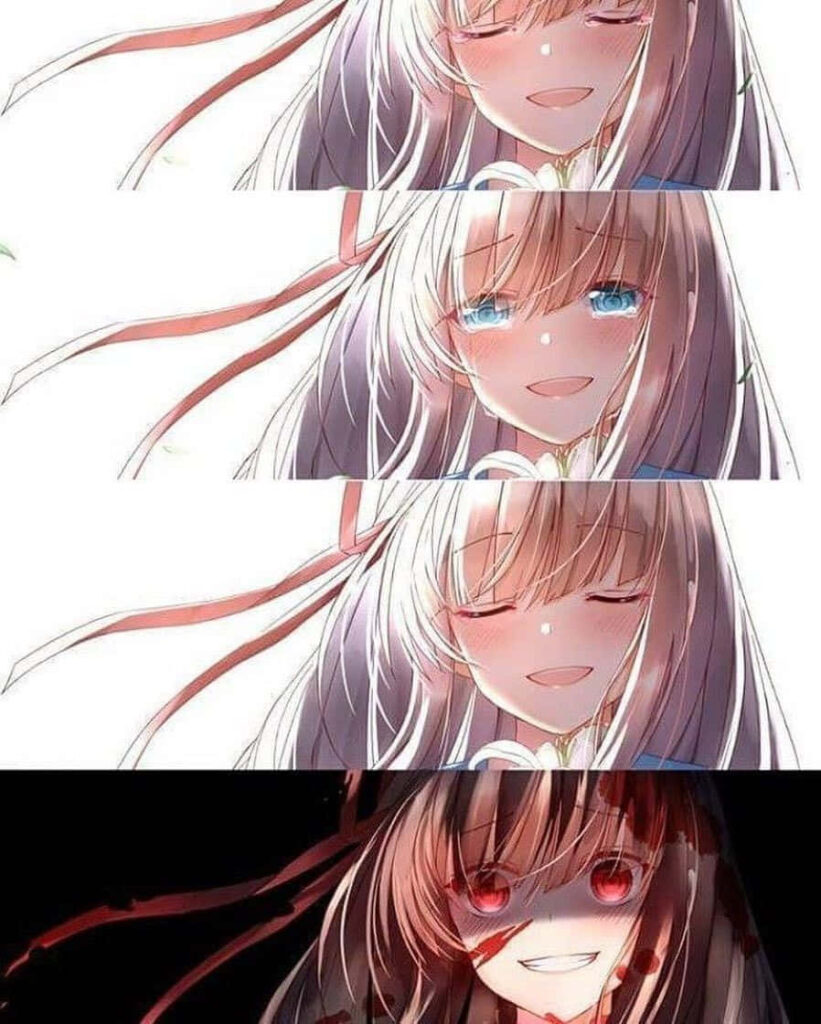 Dynamic Anime Girl Transformation: Vivid Surreal Wallpaper Background