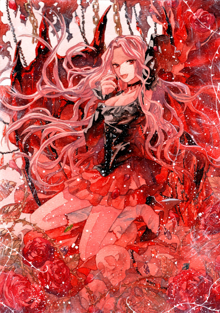 Cheerful Anime Girl Wallpaper with Snowy Watercolor Background