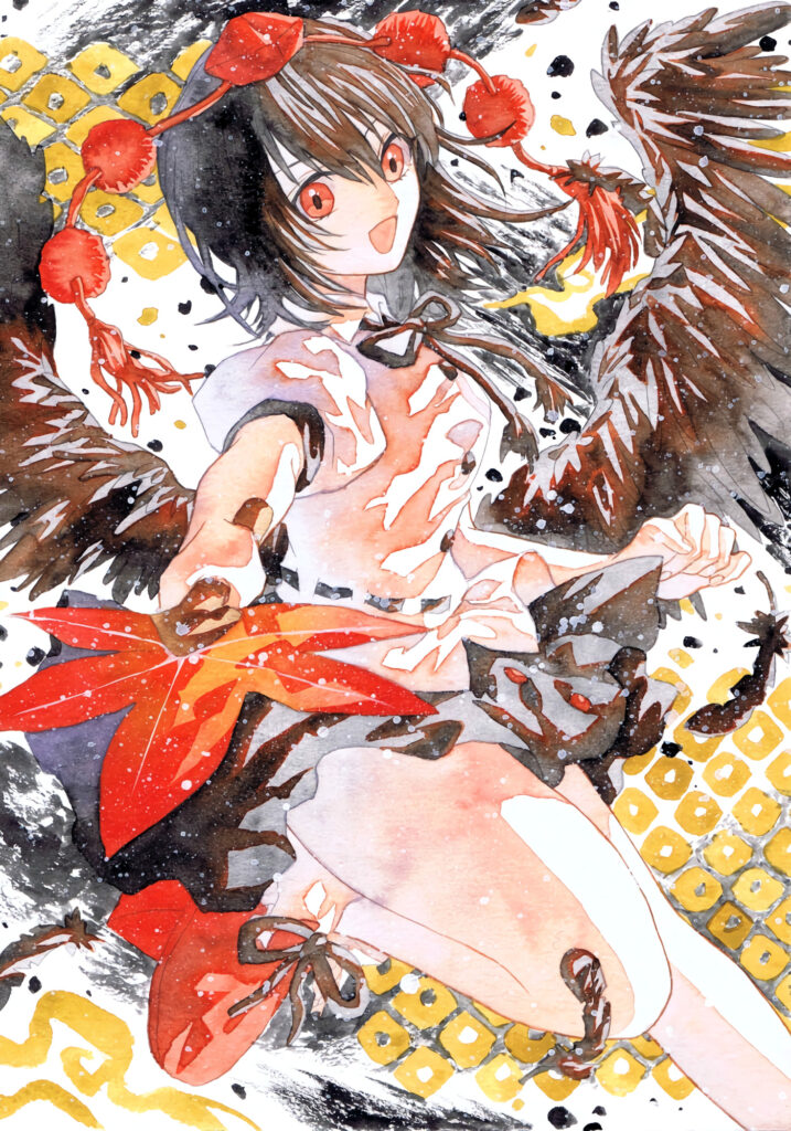 Vibrant Anime Girl Watercolor Wallpaper with Garland & Bold Colors