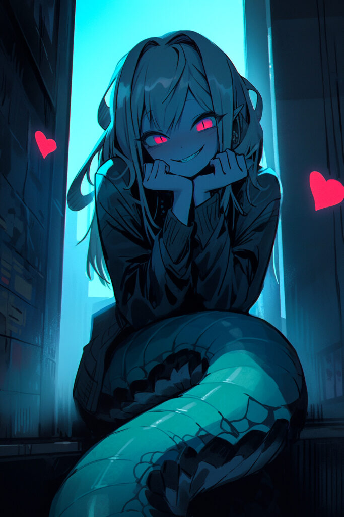 Vibrant Anime Girl Wallpaper: Playful Pose & Colorful Heart Icons