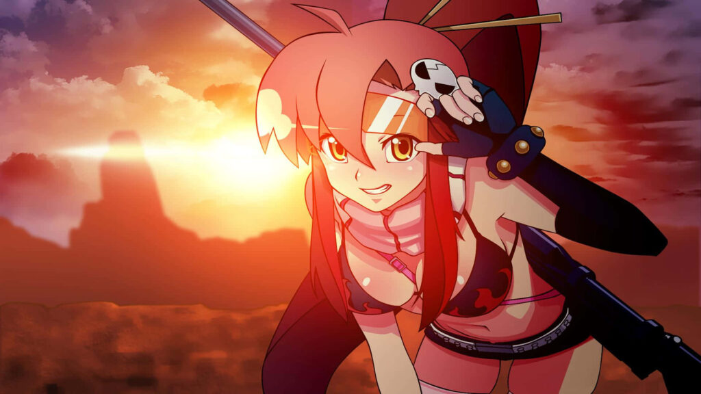 Vibrant Anime Girl Wallpaper for PS4 Customization - Sunset Aesthetic