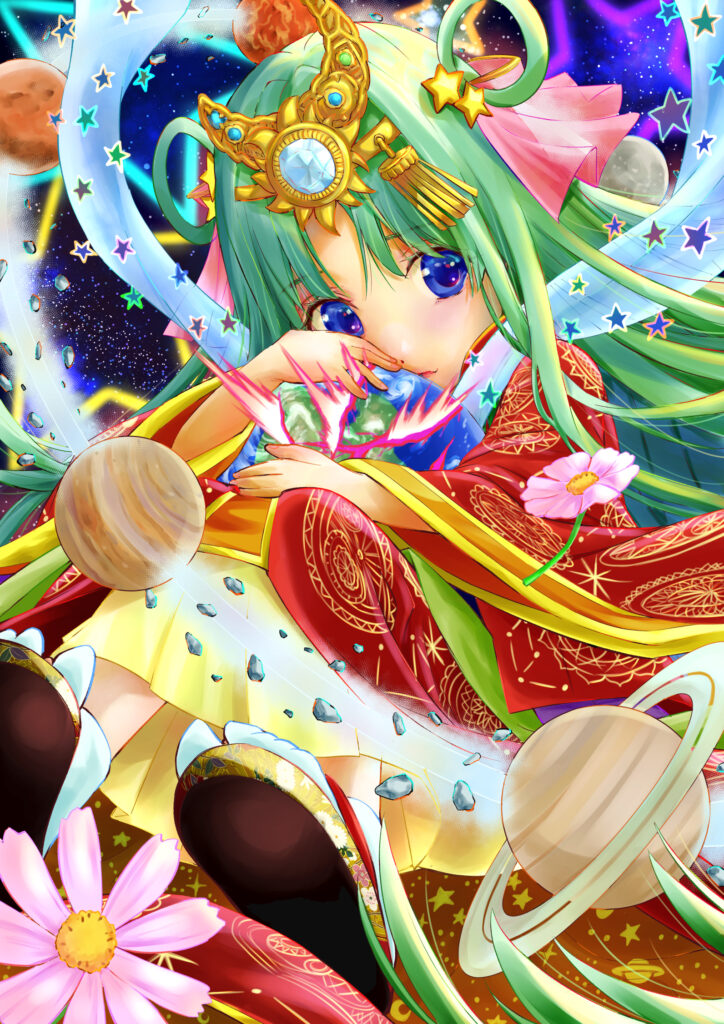 Anime Girl with Tiara: Celestial Wallpaper for Fantasy Fans