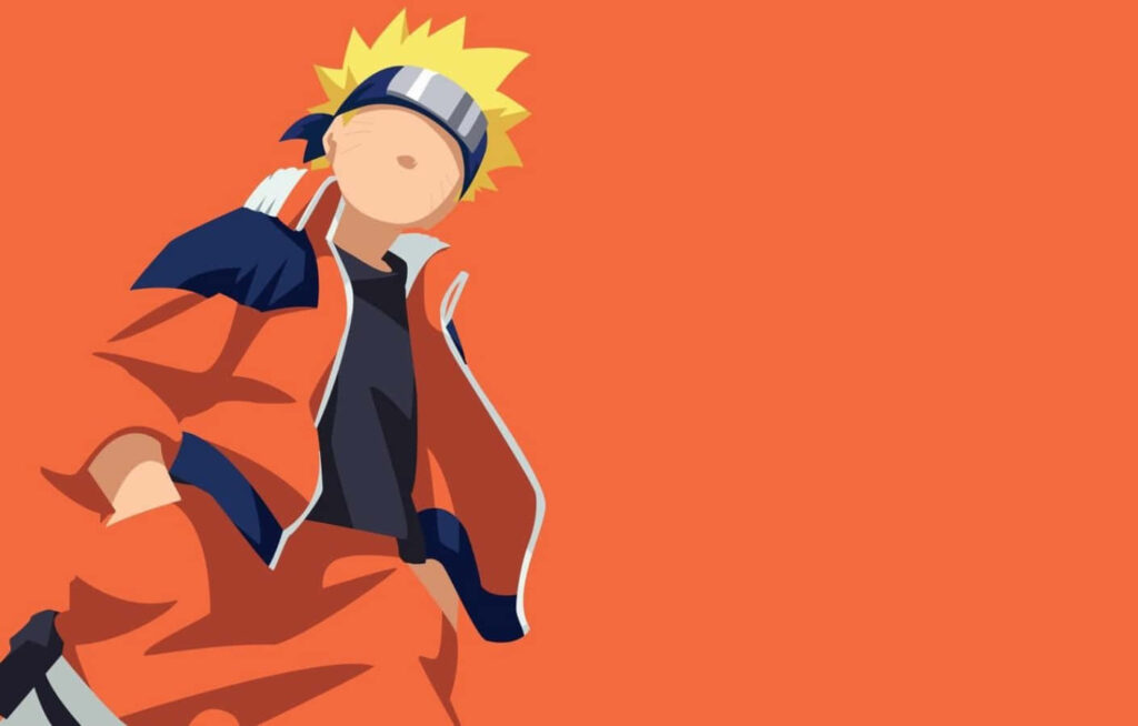 Minimalist Anime Wallpaper: Vibrant Character on Bold Orange Background