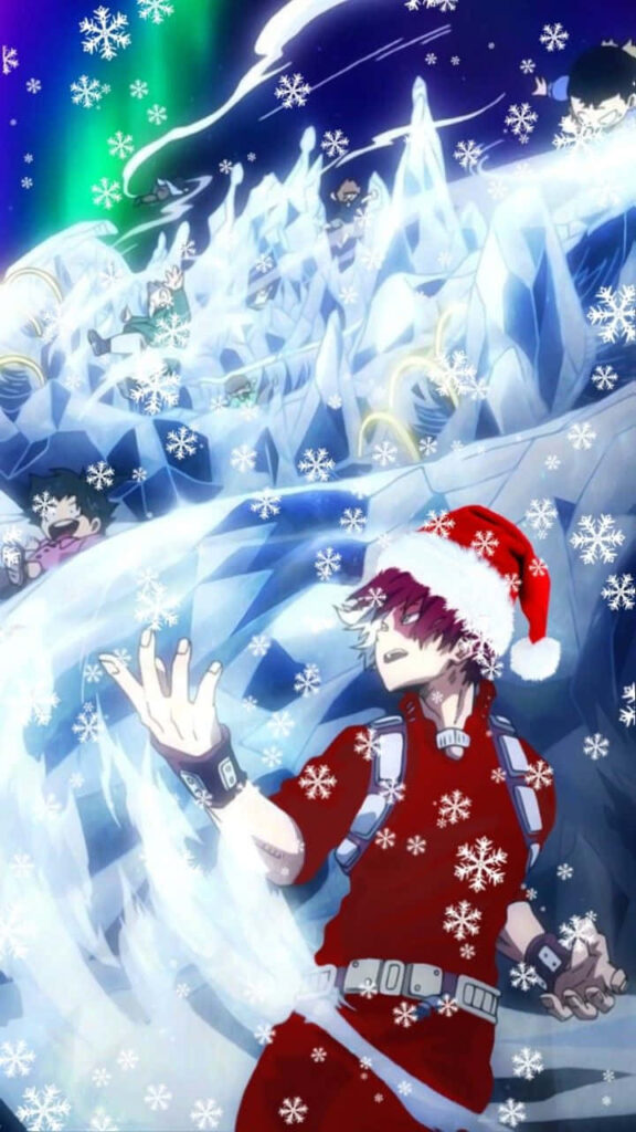 Festive Anime Character Wallpaper: Red Outfit & Snowy Scene