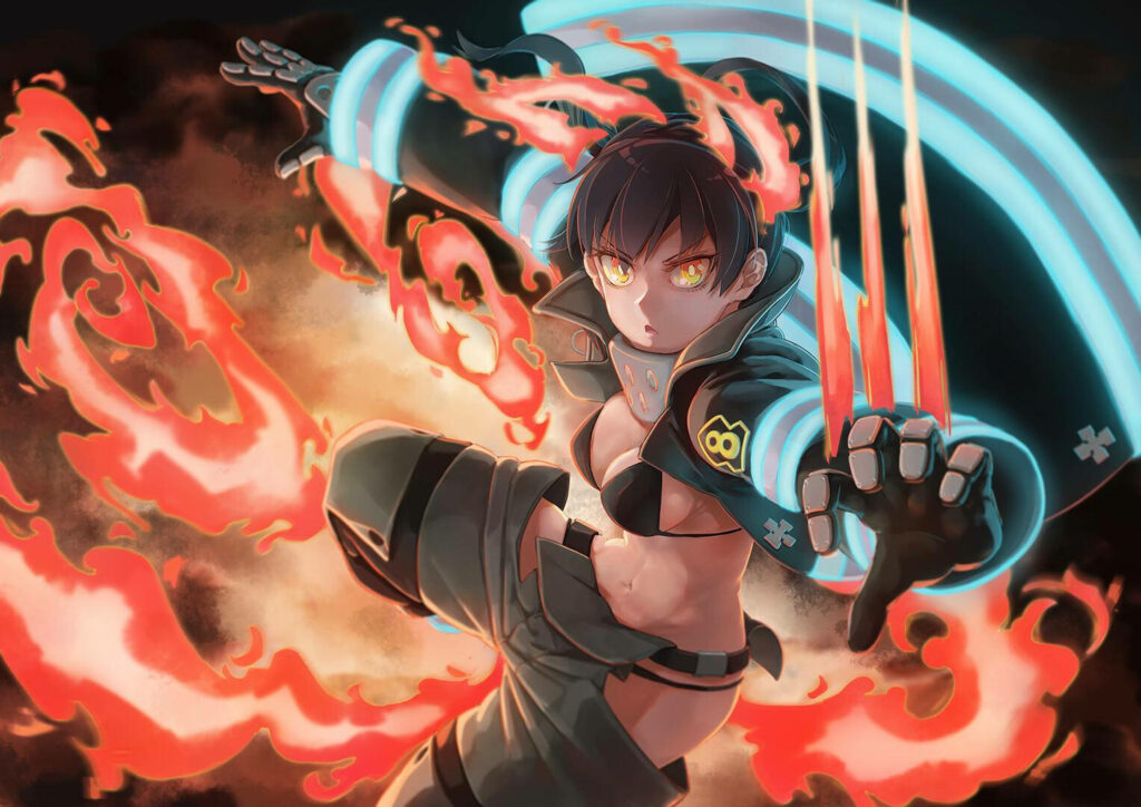 Fiery Anime Waifu Wallpaper: Vibrant Flames & Intense Aesthetic